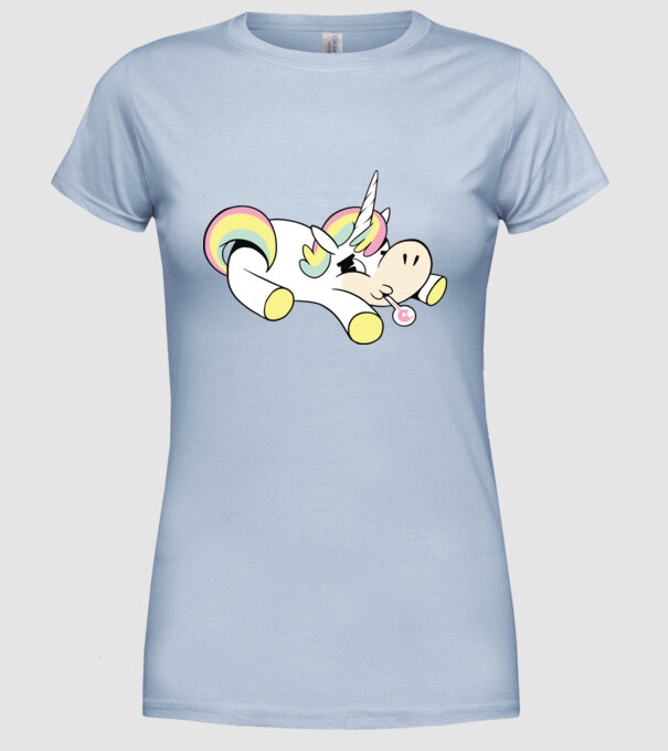 Unicorn bolnav model albastru deschis pe tricou
