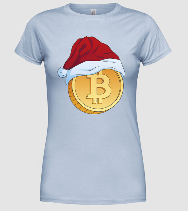 Crăciun Bitcoin model albastru deschis pe tricou