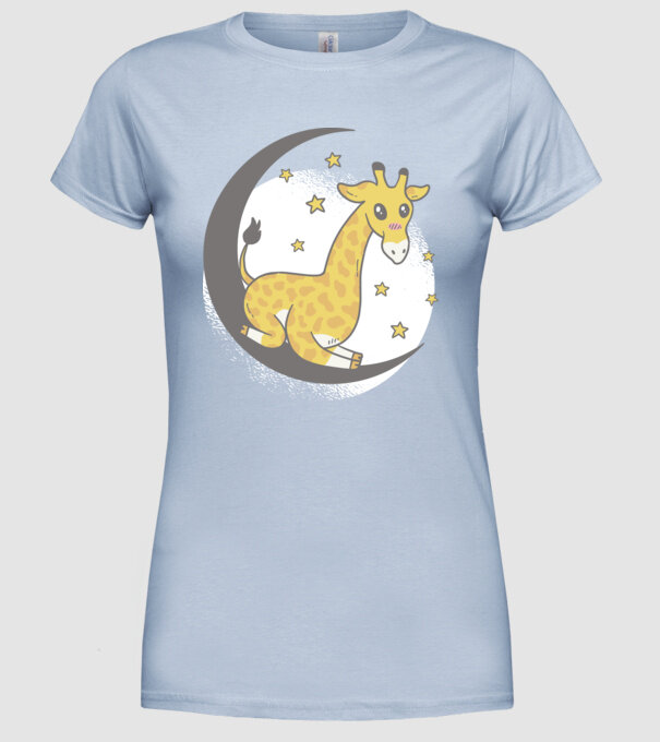 Girafă drăguță model albastru deschis pe tricou