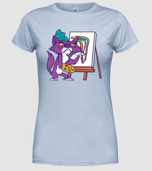 Pisică Dali model albastru deschis pe tricou