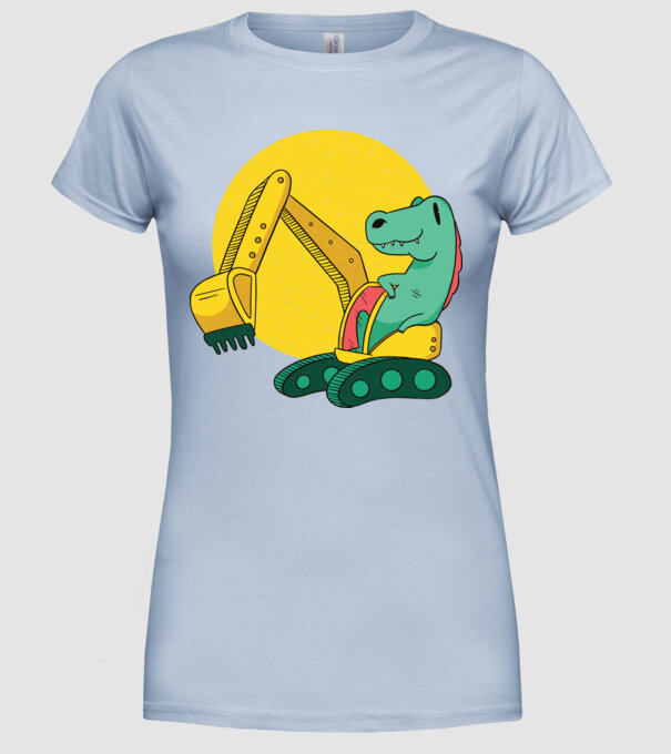 Excavator dinozaur model albastru deschis pe tricou