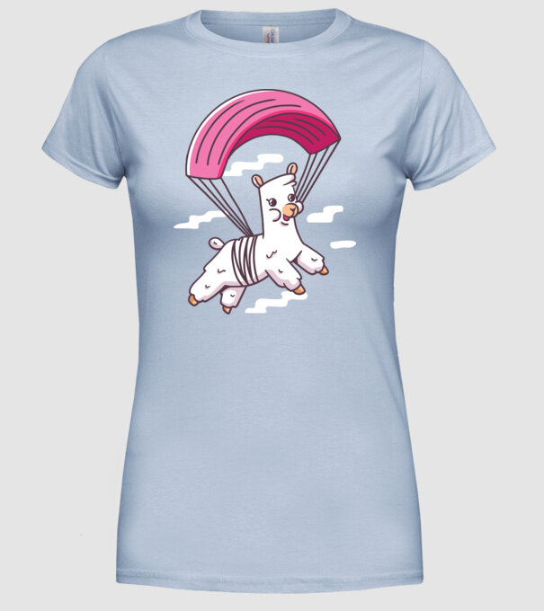 Alpaca parașutist model albastru deschis pe tricou