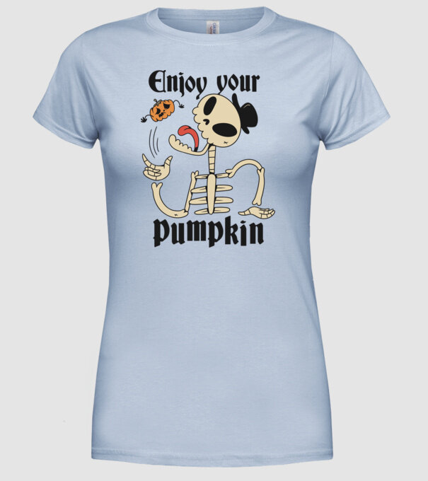 Enjoy your pumpkin Skeleton model albastru deschis pe tricou
