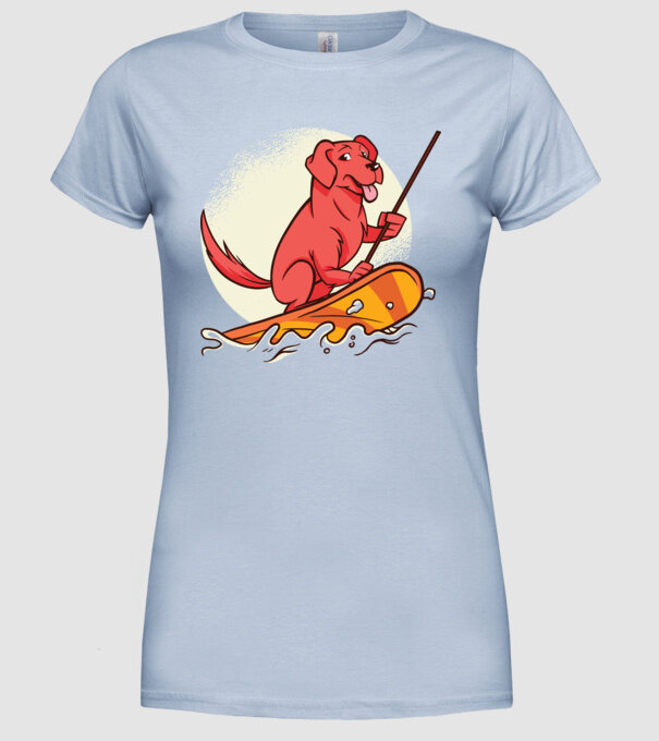 Câine vâslind model albastru deschis pe tricou