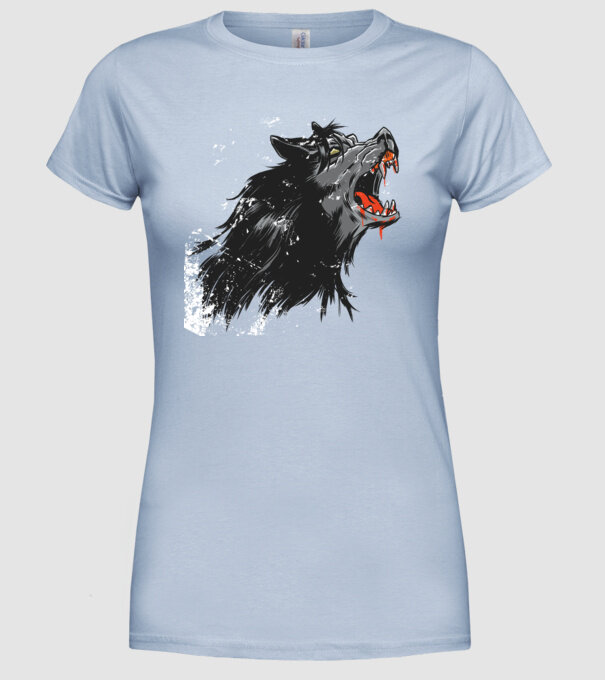 Urlet de lup model albastru deschis pe tricou
