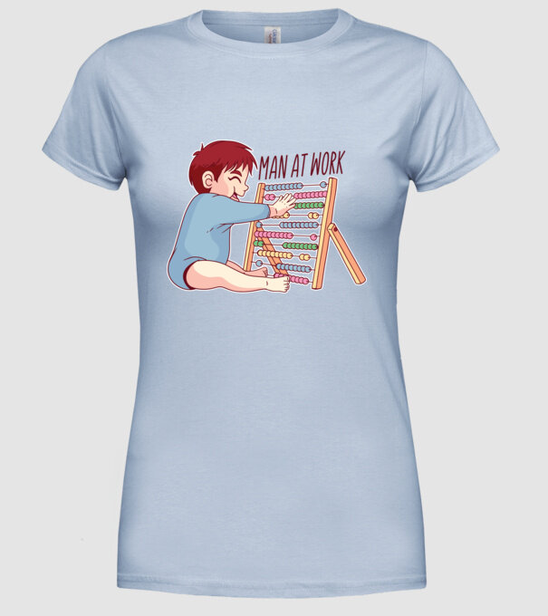 Bărbat la lucru tricou amuzant model albastru deschis pe tricou