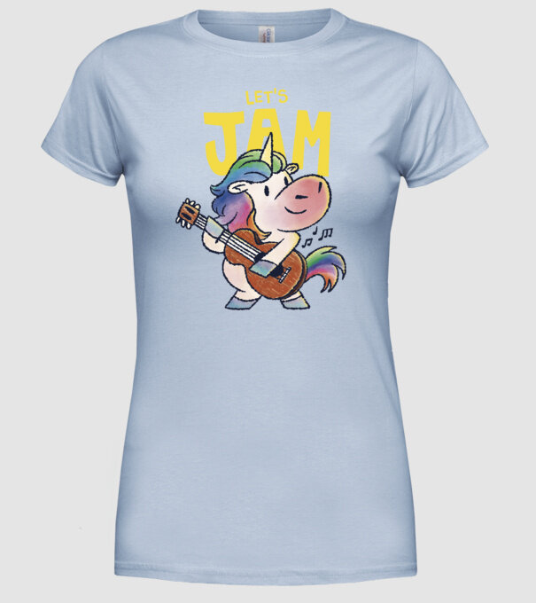 Unicorn cu chitara model albastru deschis pe tricou