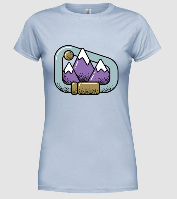 Carabină de alpinist model albastru deschis pe tricou