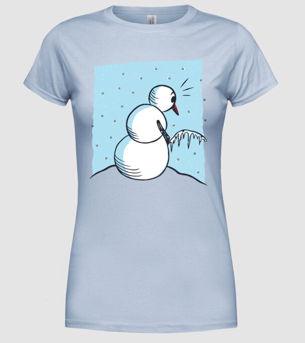 Om de zăpadă face pipi tricou amuzant model albastru deschis pe tricou