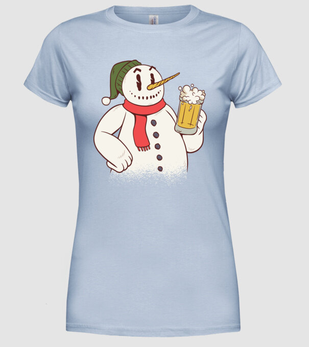 Om de zăpadă cu bere model albastru deschis pe tricou