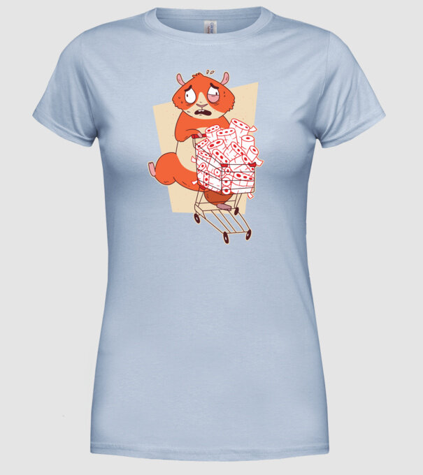 Hamster Panică cumpărături model albastru deschis pe tricou
