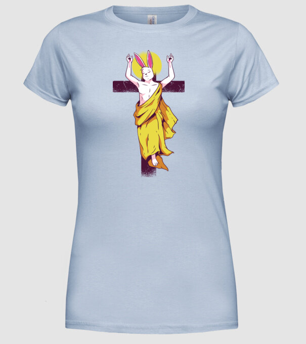 iepuraș de Paște Înviere model albastru deschis pe tricou