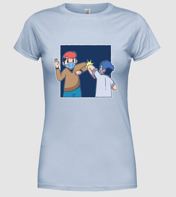 Cum să dai mâna Coronavirus model albastru deschis pe tricou