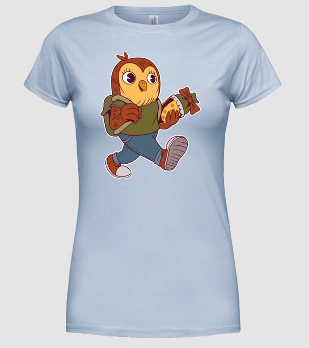 Bufniță școlar model albastru deschis pe tricou
