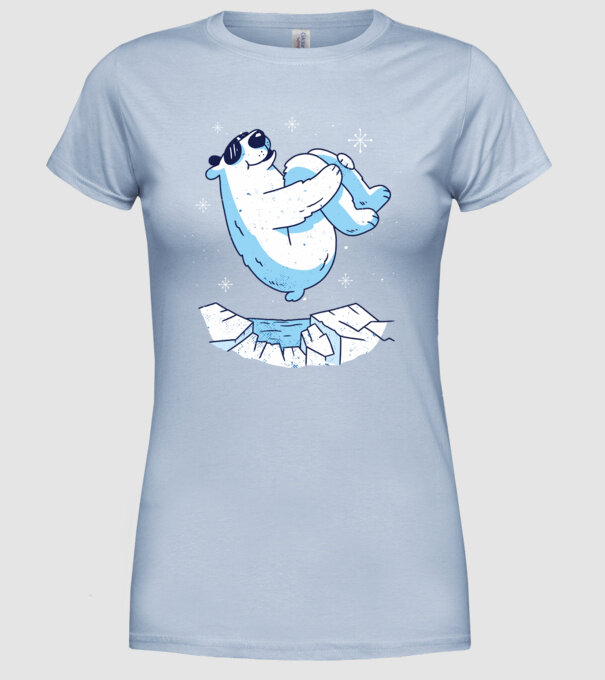 Urs polar Săritură bombă model albastru deschis pe tricou