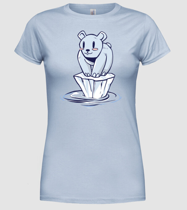 Urs polar pe gheața care se topește model albastru deschis pe tricou