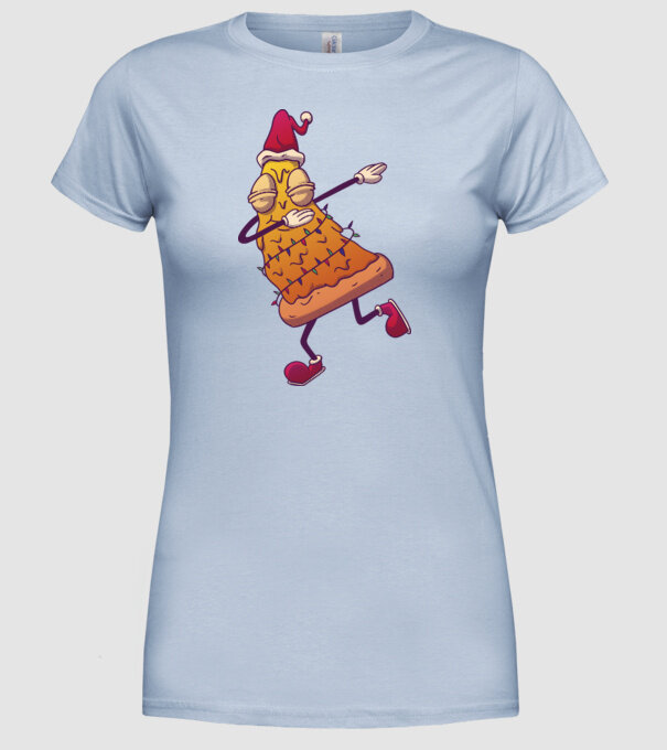 Pizza de Crăciun DAB model albastru deschis pe tricou
