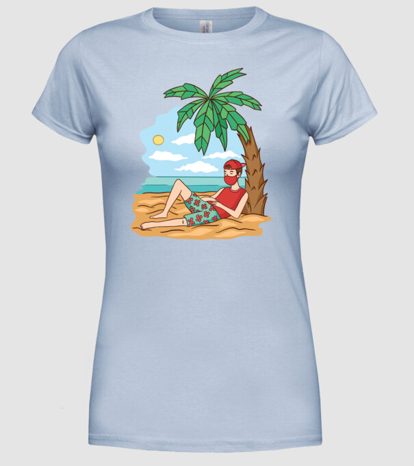Vacanță în carantină model albastru deschis pe tricou
