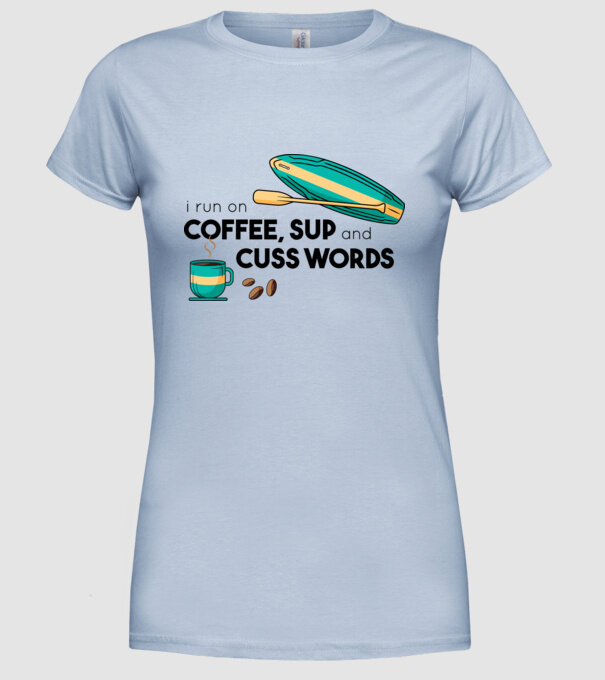 Cafea și SUP model albastru deschis pe tricou