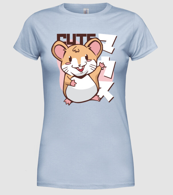 Șoarece Kawaii model albastru deschis pe tricou