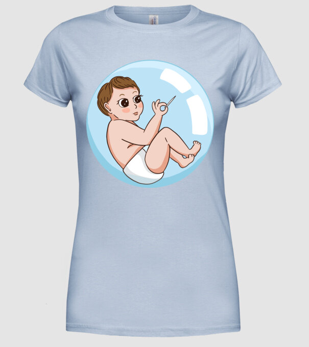 Bebeluș model albastru deschis pe tricou