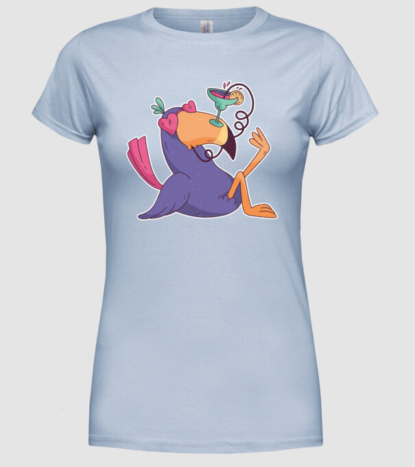 Toucan cu cocktail model albastru deschis pe tricou