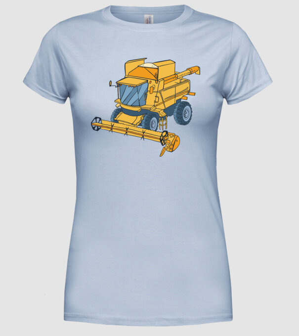 Combină agricolă model albastru deschis pe tricou