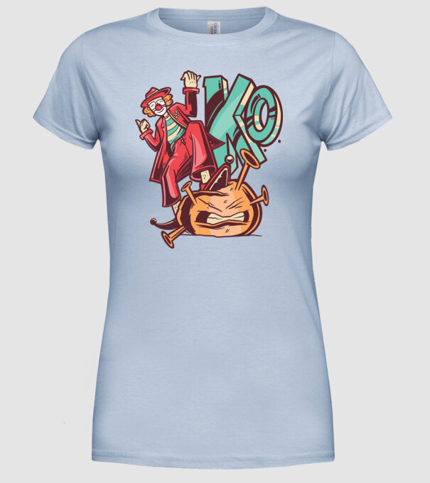 Coronavirus KO model albastru deschis pe tricou