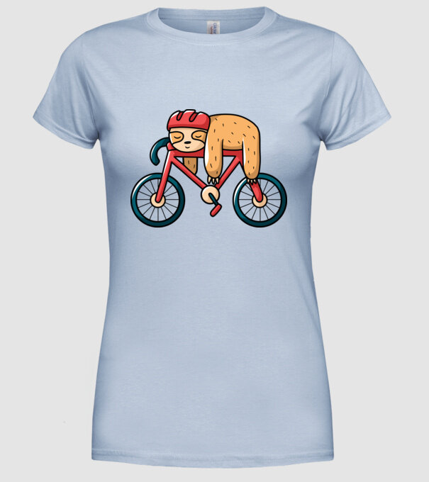 Leneș pe bicicletă model albastru deschis pe tricou