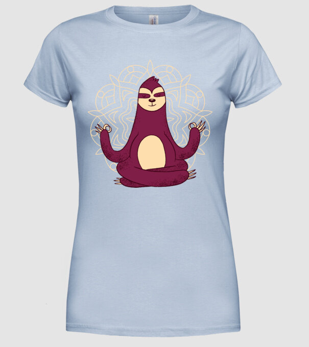 Leneș Meditație Yoga model albastru deschis pe tricou