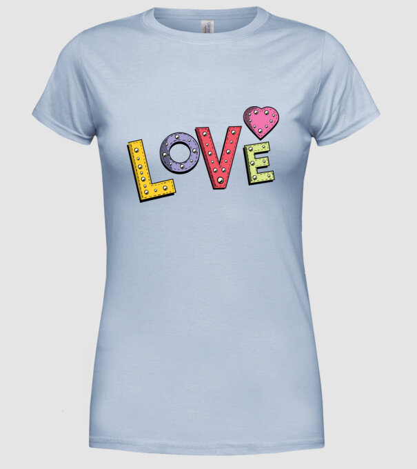 'Inscripție Love pentru Valentine''s Day' model albastru deschis pe tricou