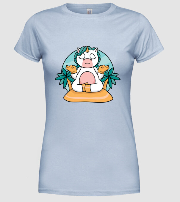 Unicornul meditator model albastru deschis pe tricou