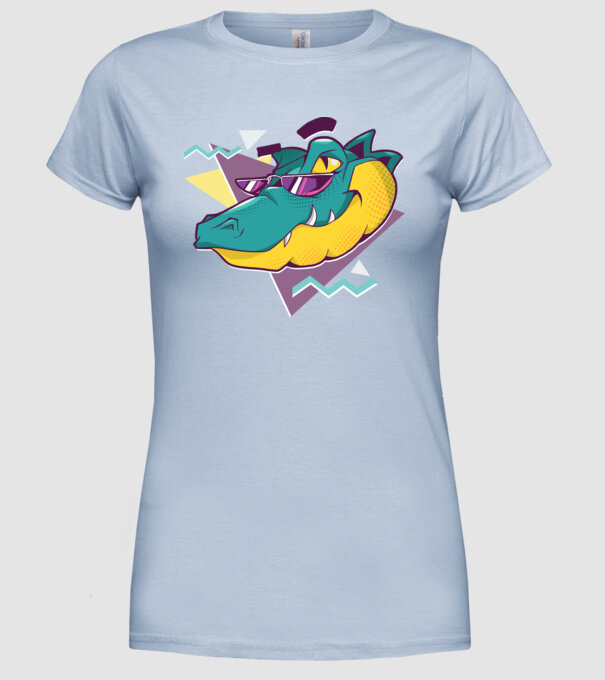 Aligator cool model albastru deschis pe tricou