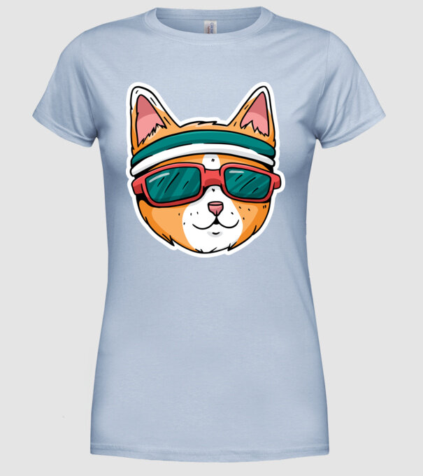 Pisică Cool model albastru deschis pe tricou
