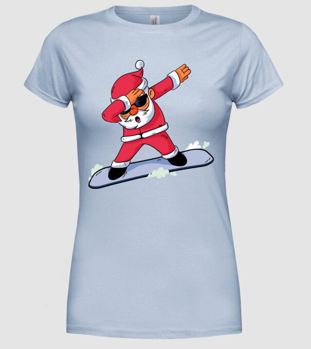 Moș Crăciun Snowboard DAB tricou amuzant model albastru deschis pe tricou