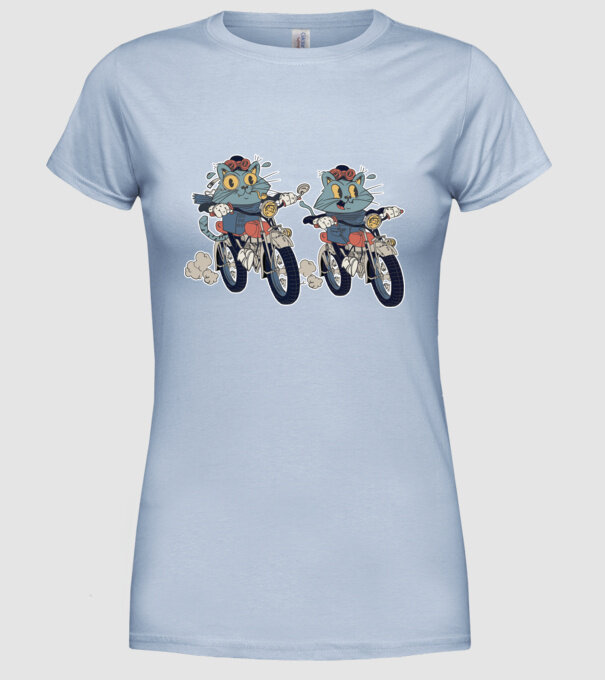 Pisicuțe motocicliste model albastru deschis pe tricou