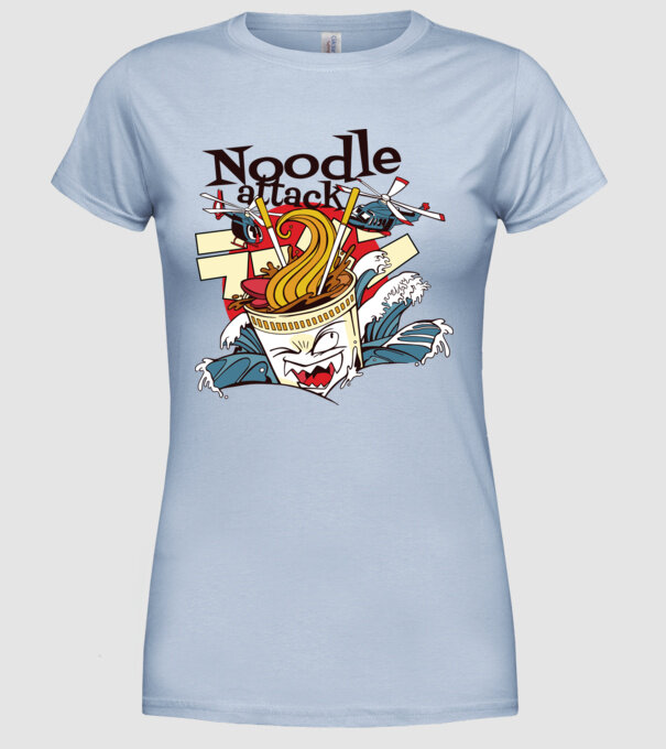 Noodle Attack model albastru deschis pe tricou
