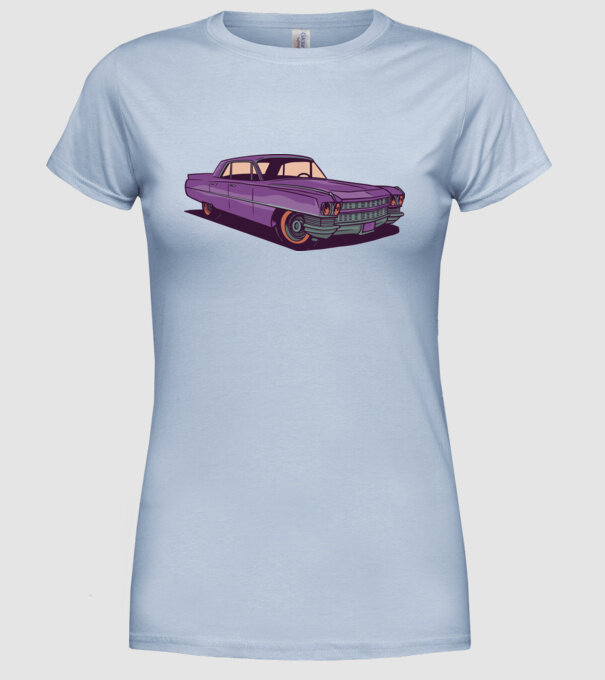 Mașină Old school model albastru deschis pe tricou