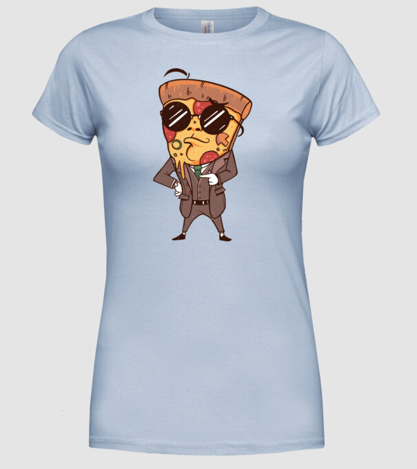 Agent de pizza în Costum model albastru deschis pe tricou