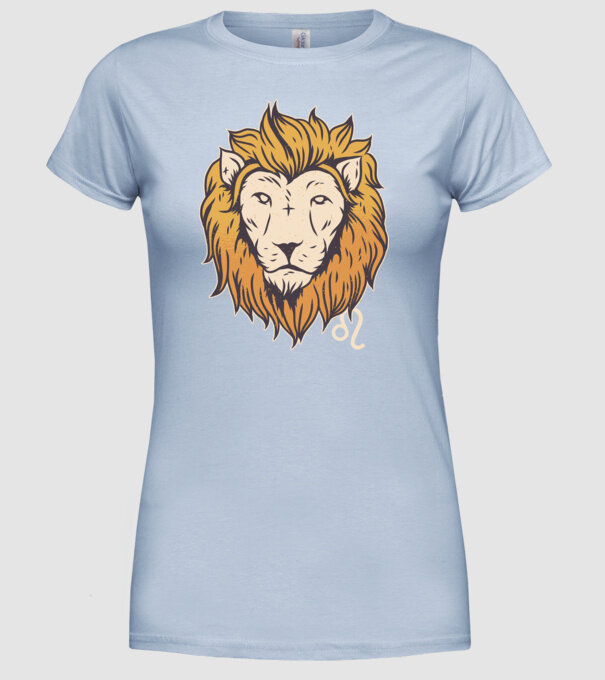Lion head Horoscope model albastru deschis pe tricou