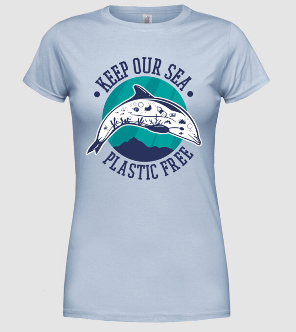 Să protejăm apele de plastic model albastru deschis pe tricou
