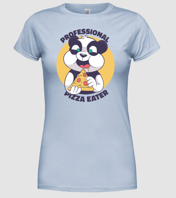 Panda Pizza model albastru deschis pe tricou