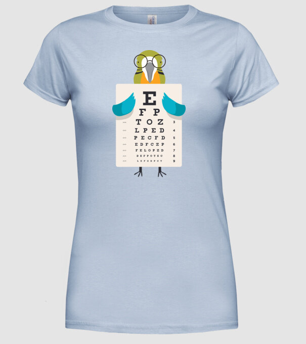 Oftalmolog papagal model albastru deschis pe tricou