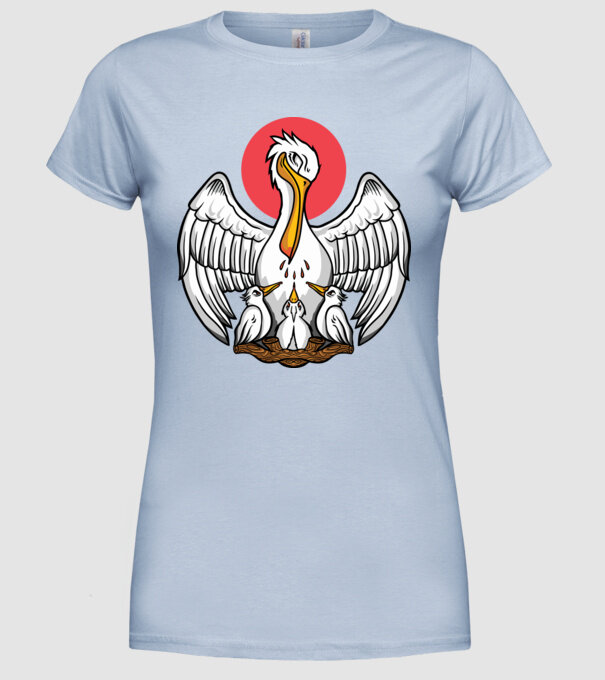Familie Pelican model albastru deschis pe tricou