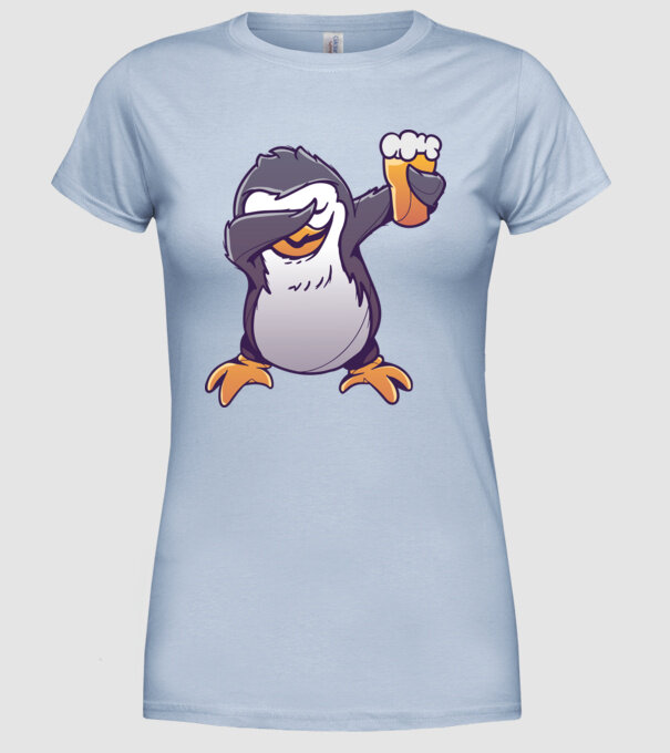 Pinguin cu Bere DAB model albastru deschis pe tricou