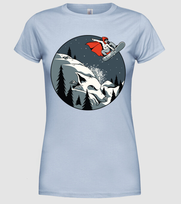 Scufița Roșie și Lupul Snowboard model albastru deschis pe tricou
