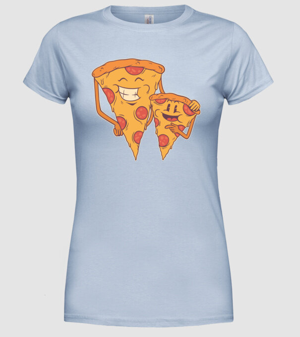 Familie Pizza model albastru deschis pe tricou