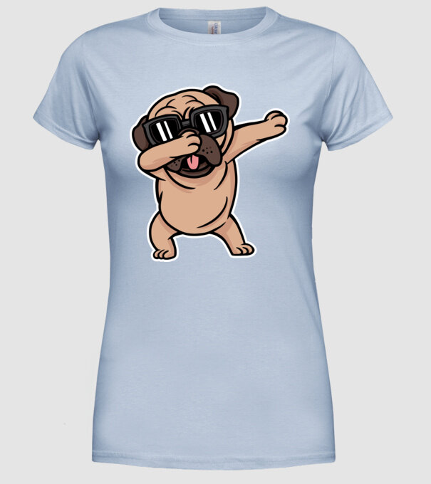 Pug DAB model albastru deschis pe tricou