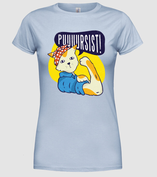 Pisică Pursist model albastru deschis pe tricou