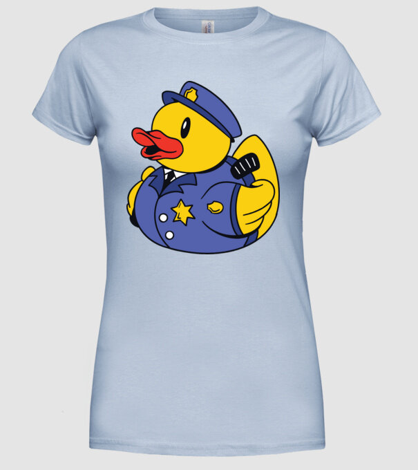 Rățușcă de cauciuc Polițist model albastru deschis pe tricou